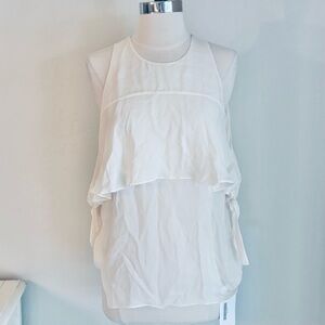 LAST CHANCE: Ramy Brook Penelope Off White Flowy Cold Shoulder Silk Blouse, M